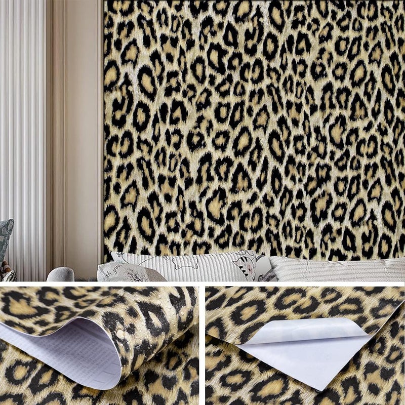 Waddllcor Leopard Print Wallpaper Stick and Peel Leopard Print Peel and Stick Wallpaper Decorative Self Adhesive Contact Paper Shelf Liner Countertop Cabinets Sticker 17.7" x 117" - Image 2